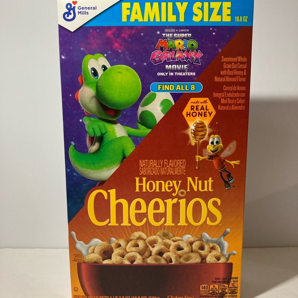 Super Mario Galaxy Yoshi Honey Nut Cheerios Cereal Box